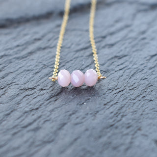 Dainty light purple crystal glass bead bar necklace by Yay Hawaii, featuring a delicate chain with crystal bead accents.