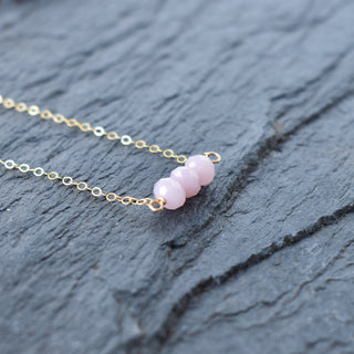 Dainty light purple crystal glass bead bar necklace by Yay Hawaii, featuring delicate beads on a sleek chain.