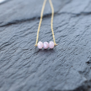 Dainty light purple crystal glass bead bar necklace by Yay Hawaii, featuring a sleek minimalist design against a white background.
