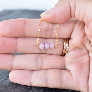 Dainty light purple crystal glass bead bar necklace by Yay Hawaii showcasing a delicate jewelry piece with sparkling beads.