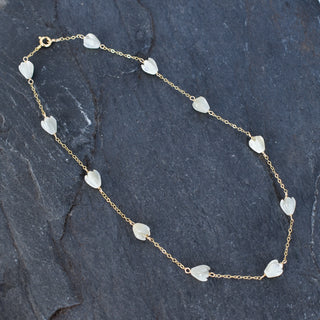 Small Mother of Pearl Pikake Station Necklace by Yay Hawaii featuring delicate pearl flower beads and a silver chain.