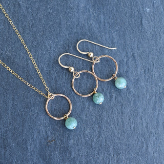 Small hoop necklace with a 6mm jade pendant from Yay Hawaii, featuring a delicate and stylish jewelry design.
