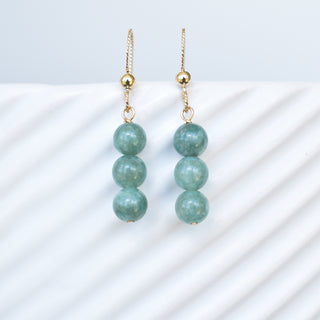 Yay Hawaii Triple 6mm Jade Cluster Earrings featuring multiple green jade stones in a cluster design.