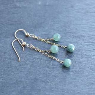 Yay Hawaii double dangle 6mm jade chain link earrings with sleek, modern design and vibrant green jade stones.