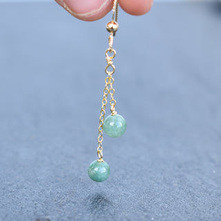 Double dangle 6mm jade chain link earrings by Yay Hawaii featuring sleek, natural jade and modern silver-toned hooks.