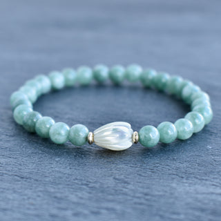 6mm Jade Stretchy Bracelet - Single MEDIUM Pikake - Yay Hawaii