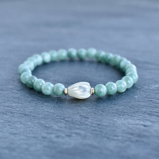 (Keiki) 6mm Jade Stretchy Bracelet - Single MEDIUM Pikake - Yay Hawaii