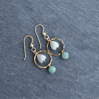 Small Jade Hoops with Pikake - Yay Hawaii