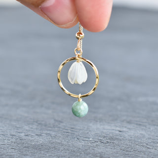 Small Jade Hoops with Pikake - Yay Hawaii