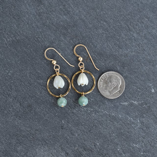 Small Jade Hoops with Pikake - Yay Hawaii