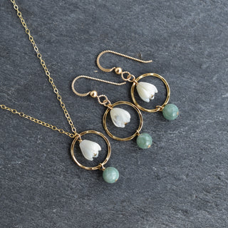 Small Jade Hoop Necklace with Pikake - Yay Hawaii