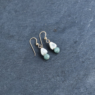 Cute Jade and Pikake Cluster Earrings - Yay Hawaii