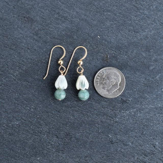 Cute Jade and Pikake Cluster Earrings - Yay Hawaii