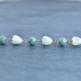 Linked Jade and Pikake Bracelet with Extender - Yay Hawaii