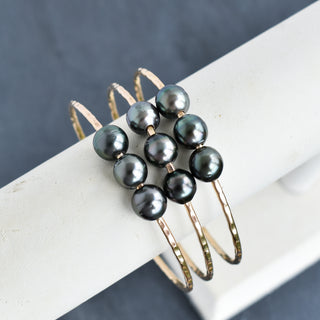 Three Oval/Teardrop Tahitian Pearl Bangle - Pick Gauge - Yay Hawaii