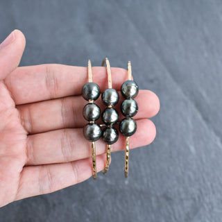 Three Oval/Teardrop Tahitian Pearl Bangle - Pick Gauge - Yay Hawaii