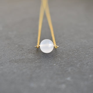 White agate gemstone station necklace with 6mm, 8mm, or 10mm beads, featuring a Yay Hawaii branded jewelry piece.