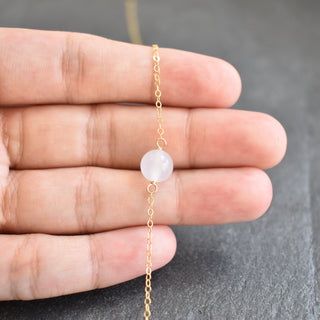 White agate gemstone station necklace with 6mm, 8mm, or 10mm beads, featuring a natural, elegant design by Yay Hawaii.