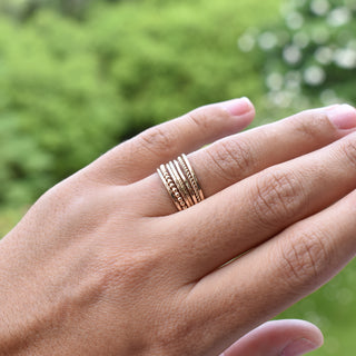 Yay Hawaii Kiko beaded stacking ring with colorful beads and gold band, stylish jewelry accessory for layered ring looks.