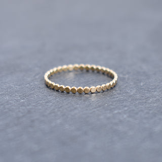 Yay Hawaii Flat Kiko Beaded Stacking Ring with colorful beads and silver band, shown on a finger for stylish jewelry display