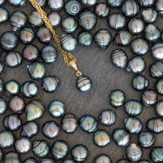 Tahitian pearl bail necklace by Yay Hawaii featuring a large round black pearl on a delicate chain.
