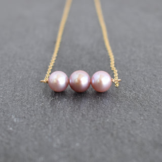 Light pink and purple pearl necklace by Yay Hawaii featuring 8mm pearls, elegant jewelry with a delicate, feminine design.