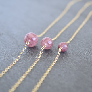 Yay Hawaii gemstone Lepidolite station necklace with 6mm, 8mm, or 10mm beads, showcasing colorful, polished Lepidolite stones on a delicate chain.