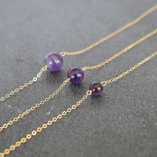 Amethyst gemstone station necklace by Yay Hawaii featuring 6mm, 8mm, or 10mm beads on a delicate chain