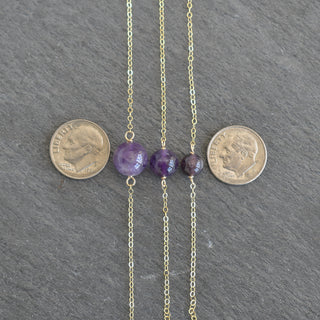 Amethyst gemstone station necklace by Yay Hawaii featuring 6mm, 8mm, or 10mm beads on a delicate chain.