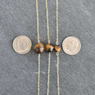 Gemstone Tiger Eye station necklace by Yay Hawaii featuring 6mm, 8mm, or 10mm beads on a simple string.