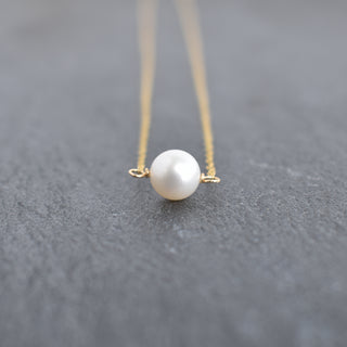 Dainty white pearl station necklace with 8mm pearls on a delicate chain, by Yay Hawaii.