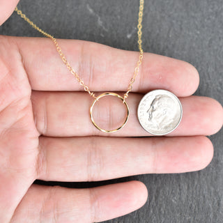 Textured hoop station necklace by Yay Hawaii, featuring round hoops with a textured finish on a chain.