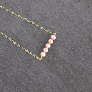 Light purple seed pearl station necklace with tiny 4mm pearls, designed by Yay Hawaii, featuring a delicate and elegant jewelry piece.