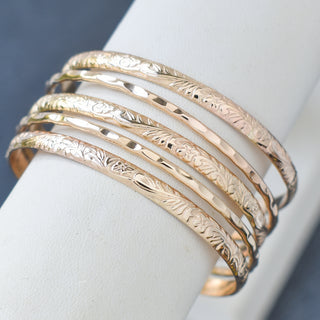 Dazzle Set of Five Bangles - 4mm Pattern & 12 Gauge - Yay Hawaii