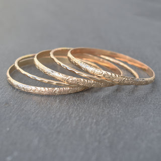 Dazzle Set of Five Bangles - 4mm Pattern & 12 Gauge - Yay Hawaii