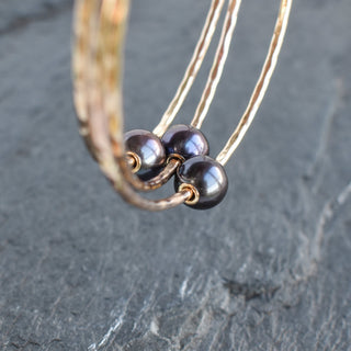 Adult Black Freshwater Pearl Bangle with Grommet - Yay Hawaii