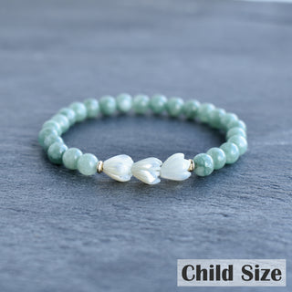 (Keiki) 6mm Jade Stretchy Bracelet - Triple SMALL Pikake - Yay Hawaii