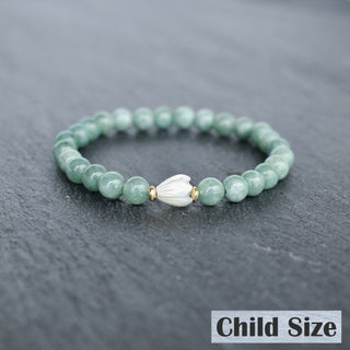 (Keiki) 6mm Jade Stretchy Bracelet - Single SMALL Pikake - Yay Hawaii