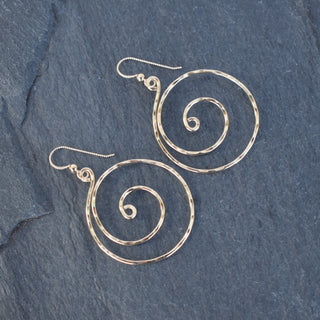 Large spiral earrings by Yay Hawaii featuring a sleek, modern design in shiny metal, perfect for stylish accessories.