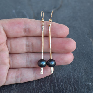 Dangling pearl earrings with Tahitian or freshwater pearls from Yay Hawaii, featuring elegant, natural pearl drops.