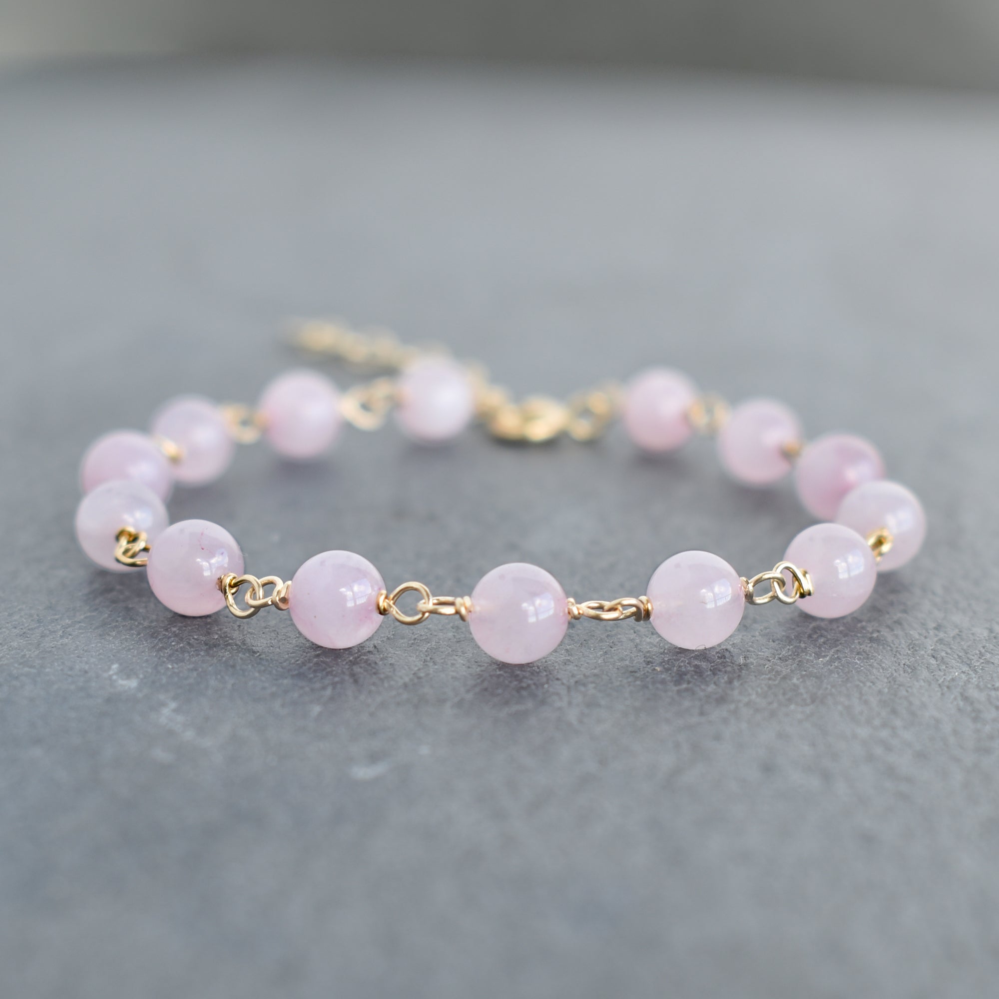 Linked Rose Quartz Bracelet with Extender – Yay Hawaii