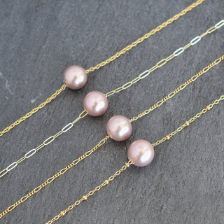 Edison Pearl with Figaro Chain by Yay Hawaii, featuring a lustrous pearl pendant on a stylish layered chain.
