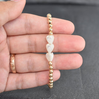 Metal Beaded Stretchy Bracelet w/ Triple SMALL Pikake - Adult or Child Sizes - Yay Hawaii