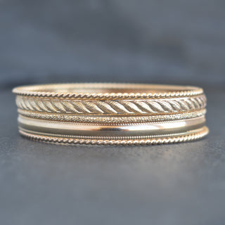 Yay Hawaii Ulana Weave Pattern Textured Bangle with intricate woven design in natural material, stylish jewelry accessory.