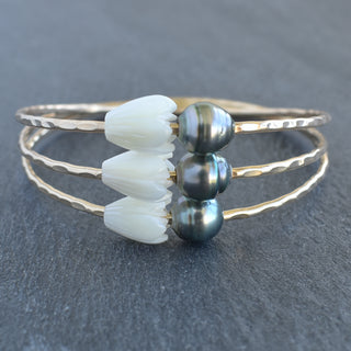 Pikake and Circlé Tahitian Pearl Bangle - Yay Hawaii