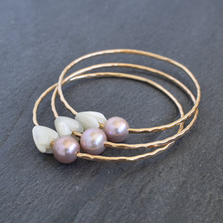 Pikake and Round Edison Pearl Bangle - Yay Hawaii