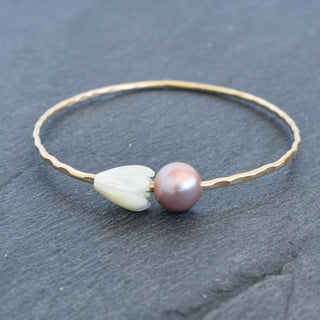 Pikake and Round Edison Pearl Bangle - Yay Hawaii