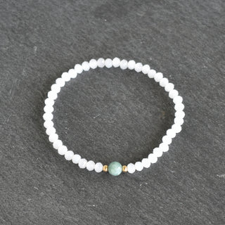 Set of Three Moonstone White Crystal Cut Glass Stretchy Bracelet with Jade - Yay Hawaii