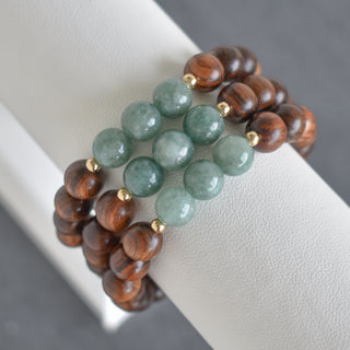 Rosewood and Jade Stretch Bracelet - Yay Hawaii