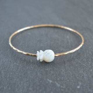 Mother of Pearl Carved Pineapple Bangle - Yay Hawaii